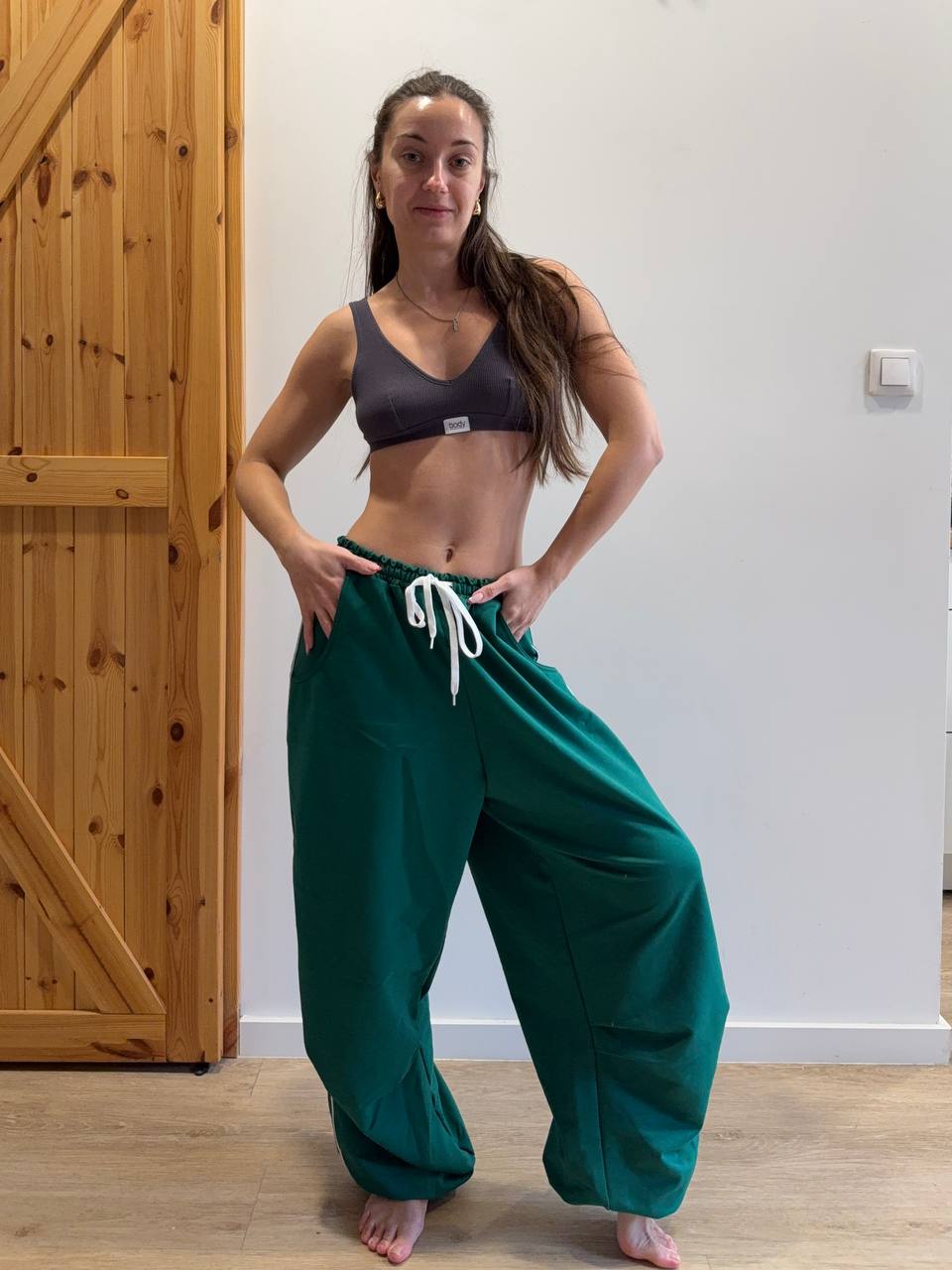 Bawełniane spodnie Cargo zielone